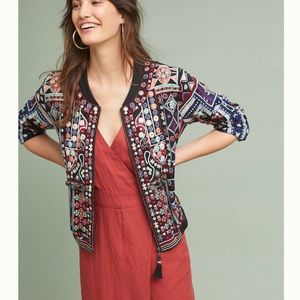 Anthropologie beaded bomber jacket
